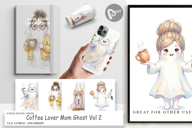Coffee Lover Mom Ghost Digital Paper