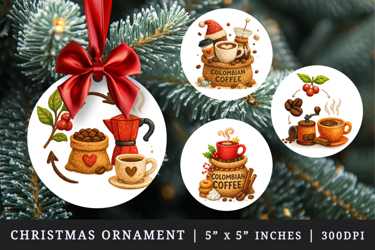 Coffee Lover round ornaments sublimation design