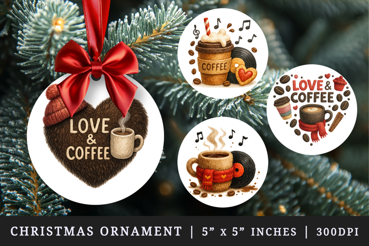 Coffee Lover round ornaments sublimation design