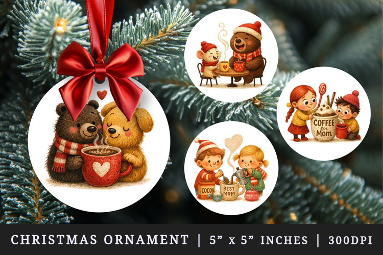 Coffee Lover round ornaments sublimation design