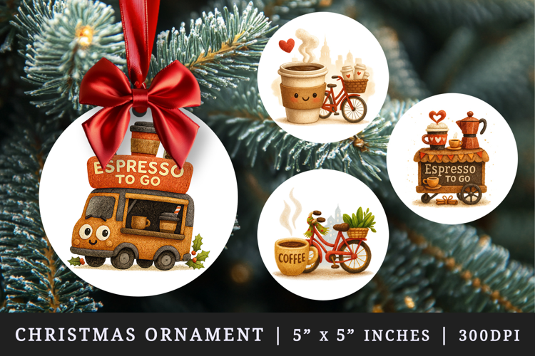 Coffee Lover round ornaments sublimation design