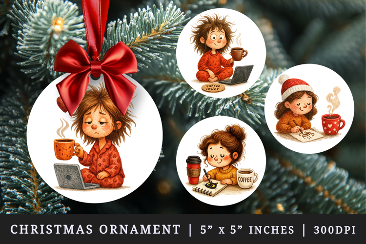 Coffee Lover round ornaments sublimation design