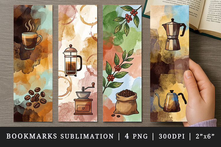 Coffee lover bookmarks printable sublimation bookmark design example image 1