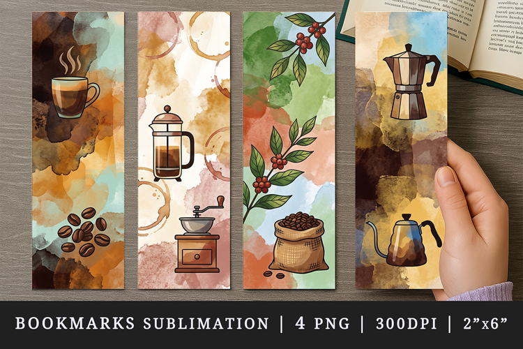 Coffee lover bookmarks printable sublimation bookmark design