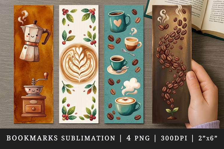 Coffee lover bookmarks printable sublimation bookmark design