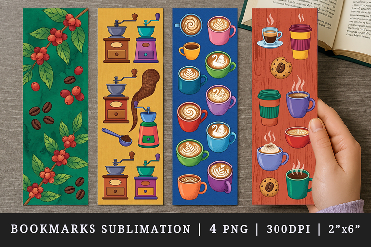 Coffee lover bookmarks printable sublimation bookmark design