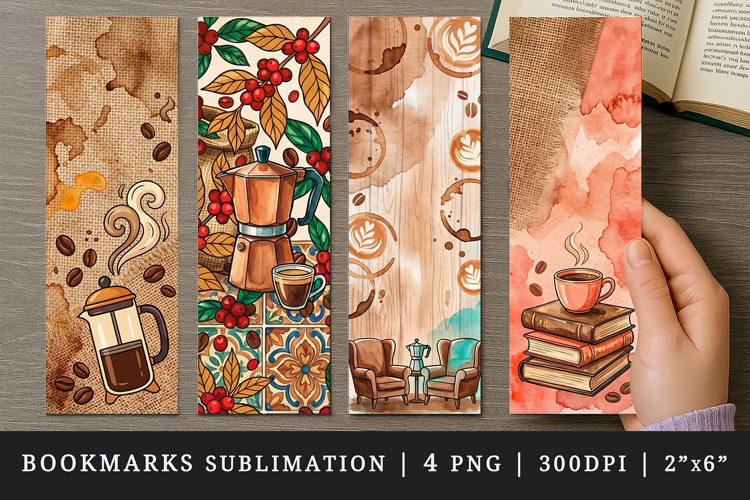Coffee lover bookmarks printable sublimation bookmark design