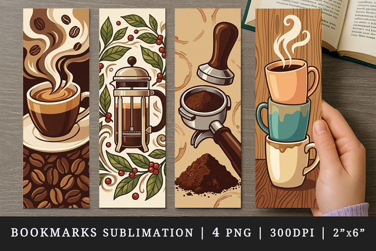 Coffee lover bookmarks printable sublimation bookmark design