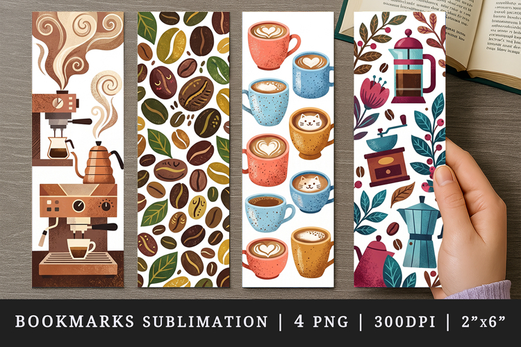 Coffee lover bookmarks printable sublimation bookmark design