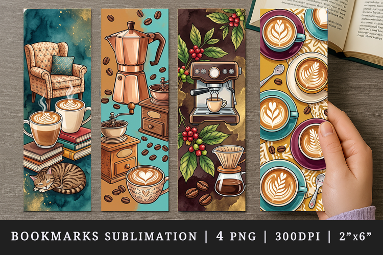 Coffee lover bookmarks printable sublimation bookmark design