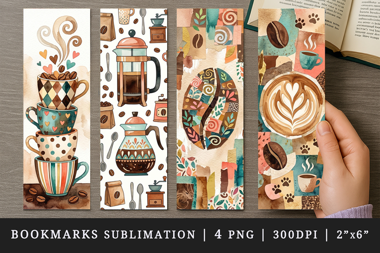 Coffee lover bookmarks printable sublimation bookmark design