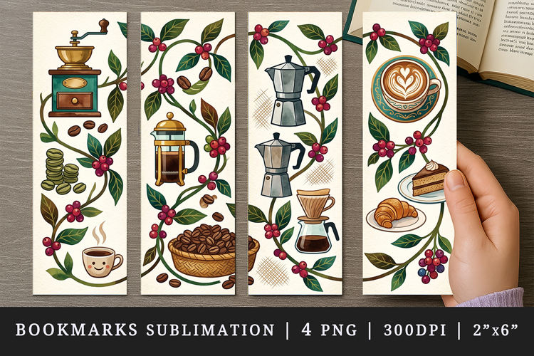 Coffee lover bookmarks printable sublimation bookmark design