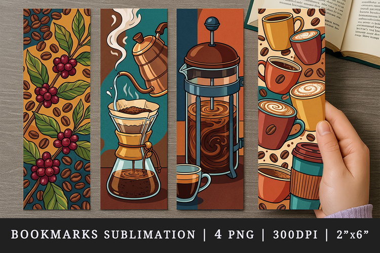 Coffee lover bookmarks printable sublimation bookmark design