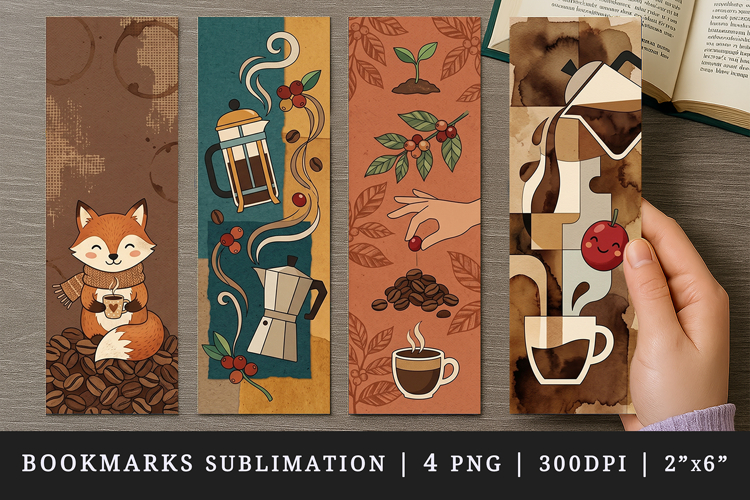 Coffee lover bookmarks printable sublimation bookmark design