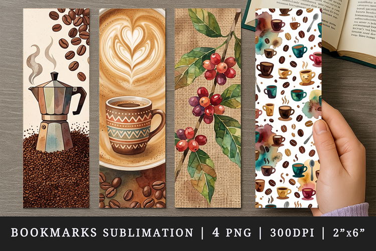 Coffee lover bookmarks printable sublimation bookmark design