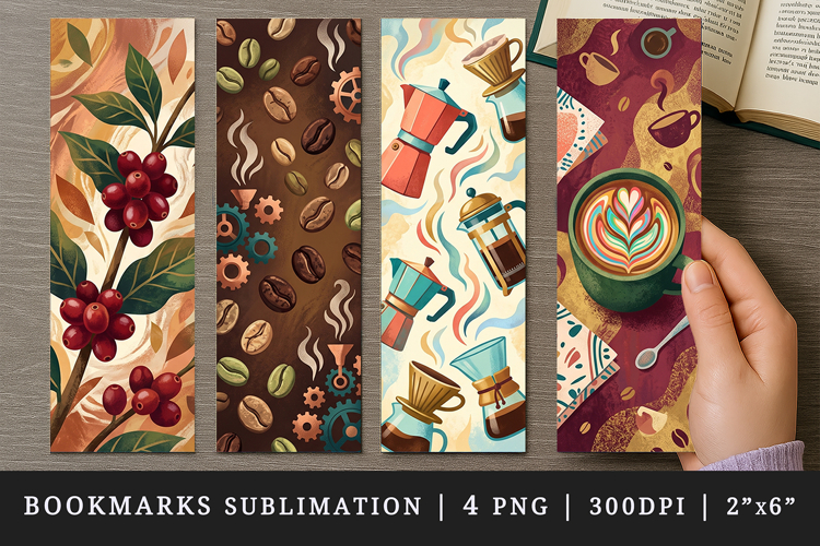 Coffee lover bookmarks printable sublimation bookmark design