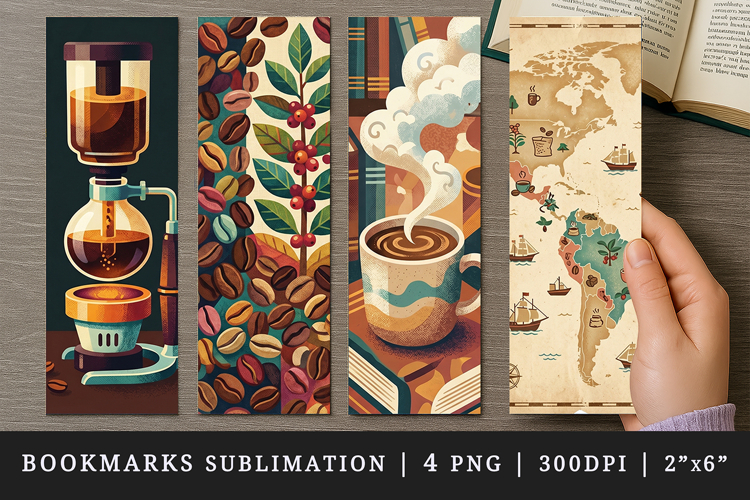 Coffee lover bookmarks printable sublimation bookmark design