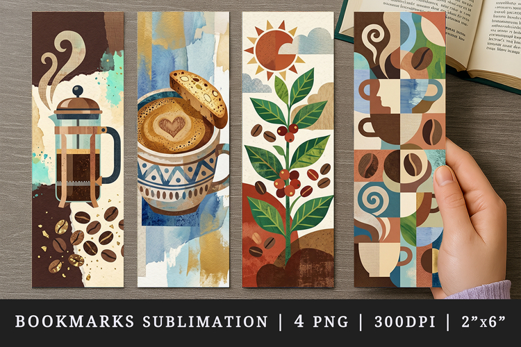 Coffee lover bookmarks printable sublimation bookmark design