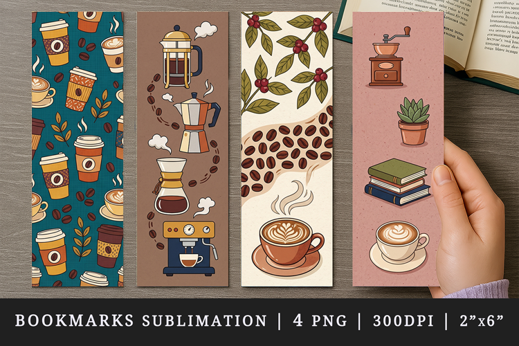 Coffee lover bookmarks printable sublimation bookmark design