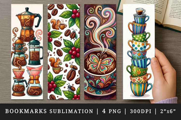 Coffee lover bookmarks printable sublimation bookmark design