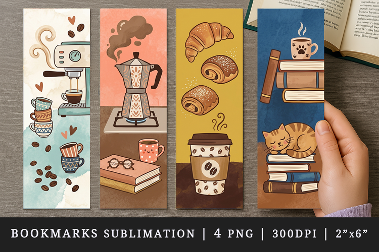 Coffee lover bookmarks printable sublimation bookmark design
