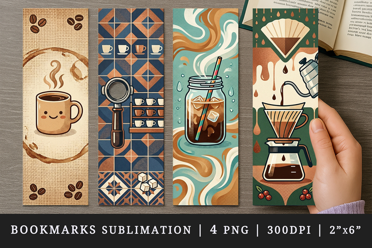 Coffee lover bookmarks printable sublimation bookmark design