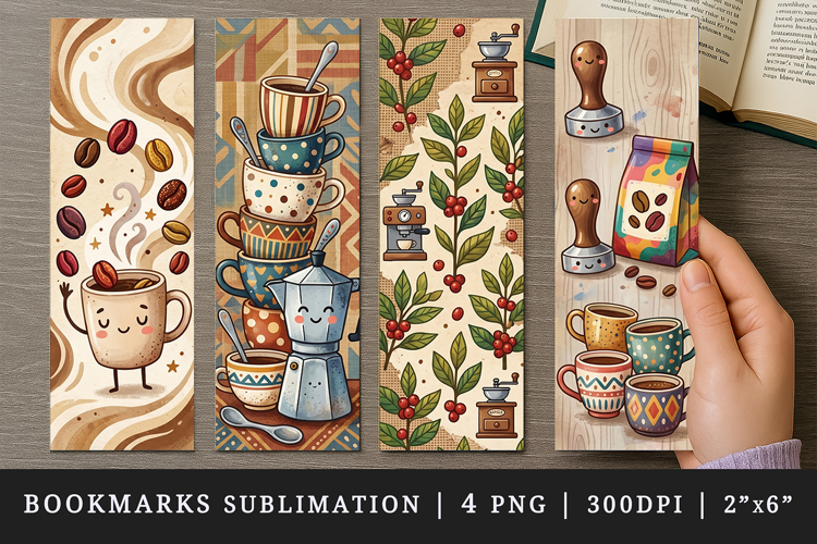 Coffee lover bookmarks printable sublimation bookmark design