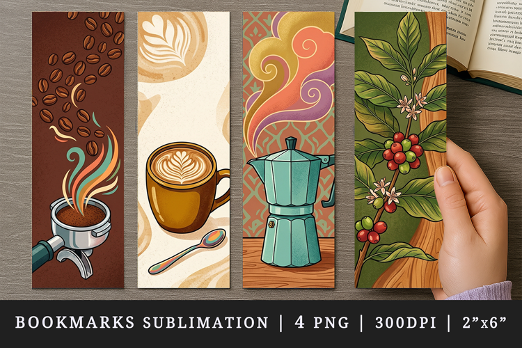 Coffee lover bookmarks printable sublimation bookmark design