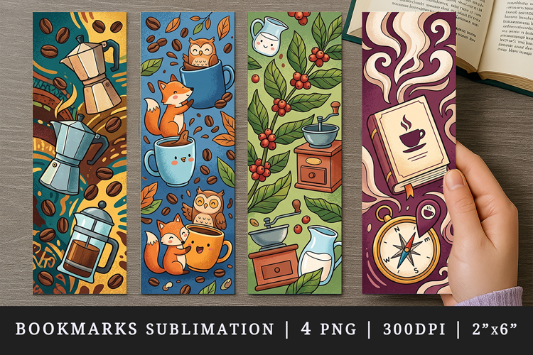 Coffee lover bookmarks printable sublimation bookmark design