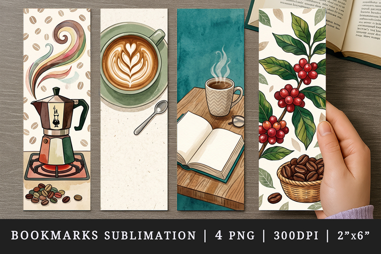 Coffee lover bookmarks printable sublimation bookmark design