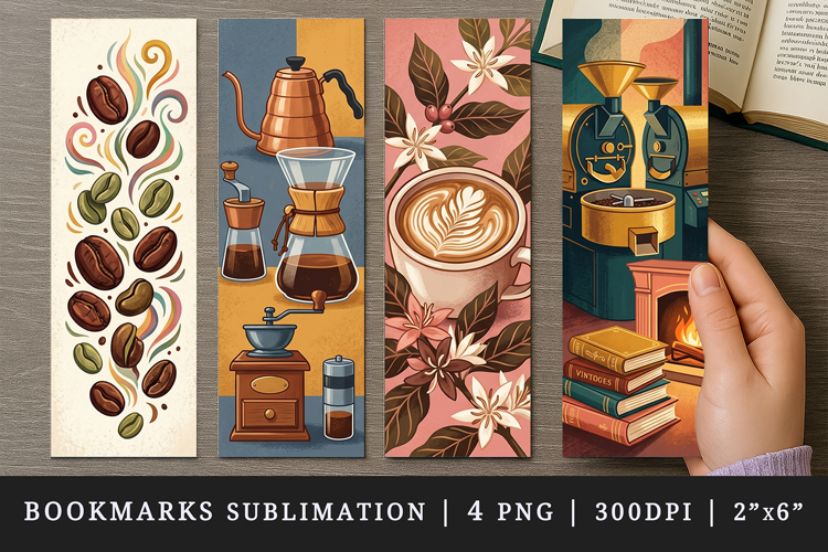 Coffee lover bookmarks printable sublimation bookmark design