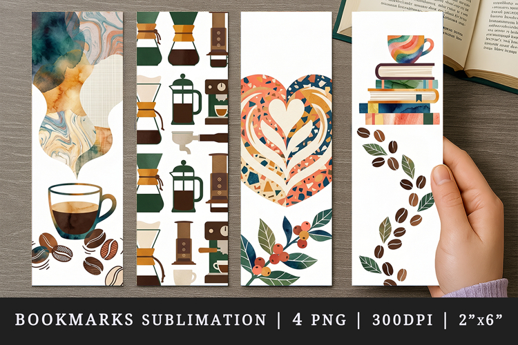 Coffee lover bookmarks printable sublimation bookmark design