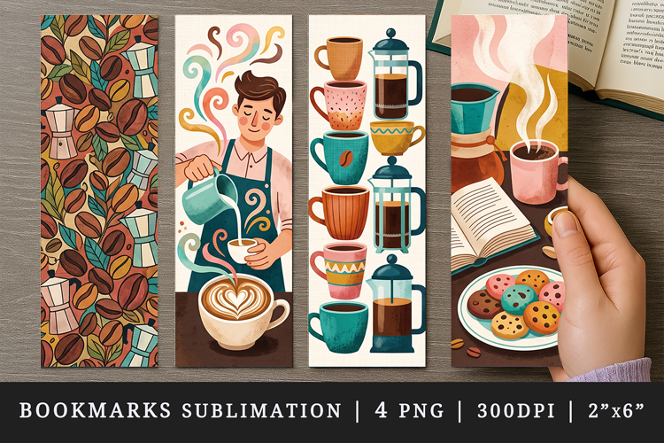 Coffee lover bookmarks printable sublimation bookmark design