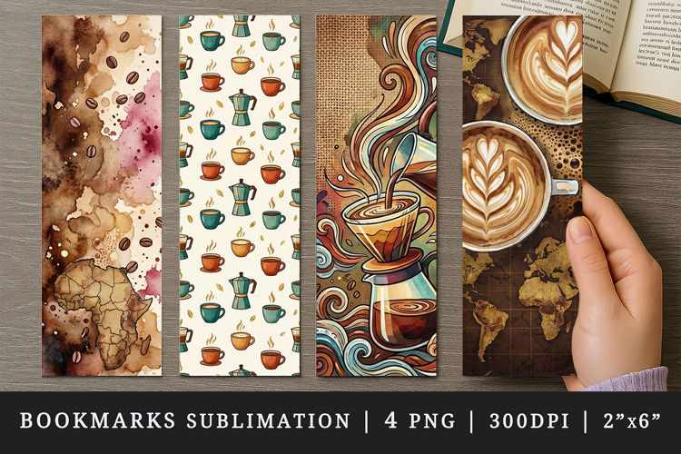 Coffee lover bookmarks printable sublimation bookmark design