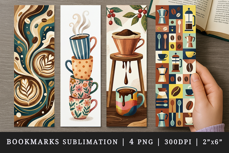 Coffee lover bookmarks printable sublimation bookmark design