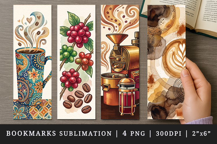 Coffee lover bookmarks printable sublimation bookmark design