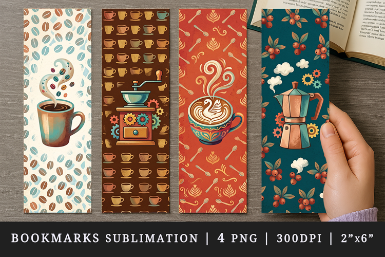 Coffee lover bookmarks printable sublimation bookmark design