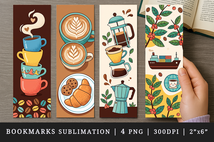 Coffee lover bookmarks printable sublimation bookmark design