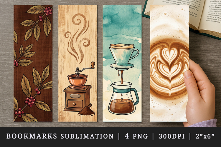 Coffee lover bookmarks printable sublimation bookmark design