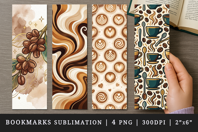 Coffee lover bookmarks printable sublimation bookmark design