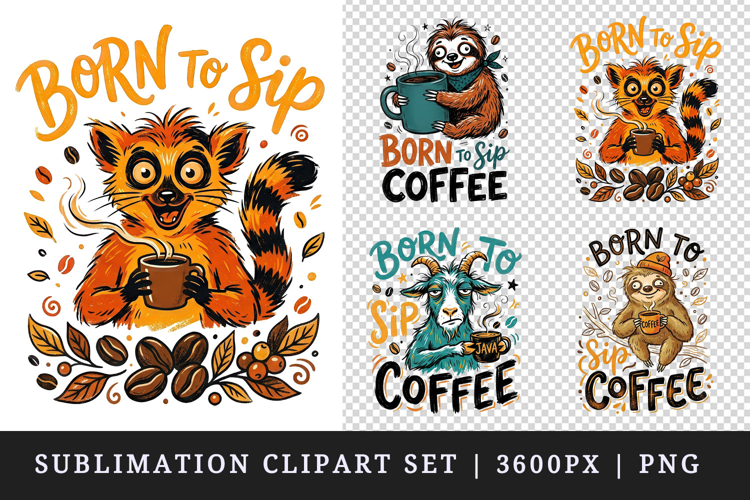 Coffee lover clipart printable sublimation design png