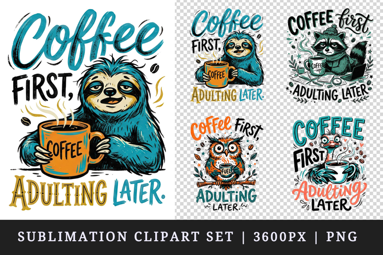 Coffee lover clipart printable sublimation design png
