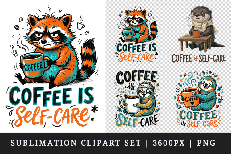 Coffee lover clipart printable sublimation design png