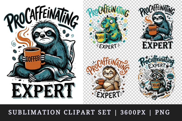 Coffee lover clipart printable sublimation design png