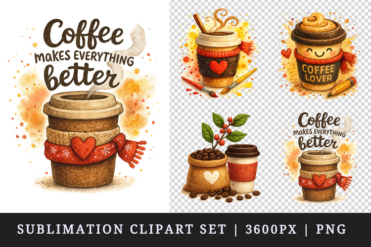 Coffee Lover clipart printable sublimation design png