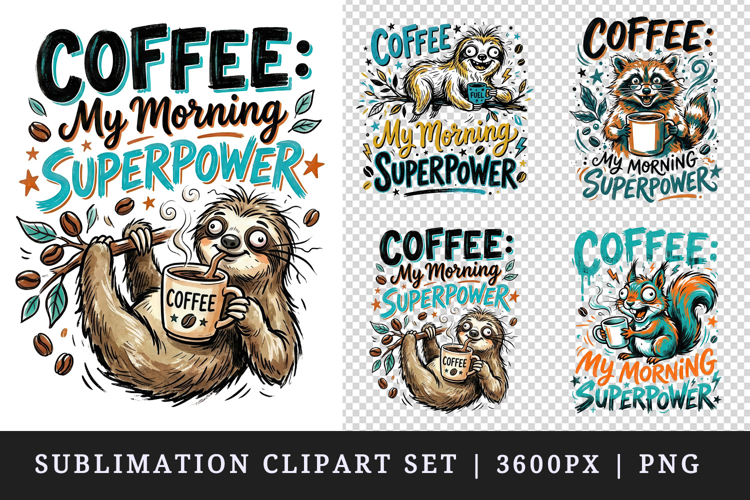 Coffee lover clipart printable sublimation design png