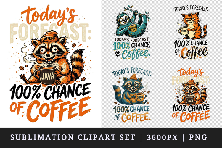Coffee lover clipart printable sublimation design png