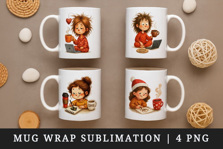 Coffee Lover mug wrap printable sublimation design