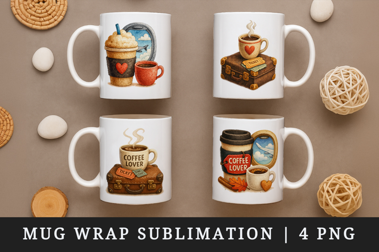 Coffee Lover mug wrap printable sublimation design