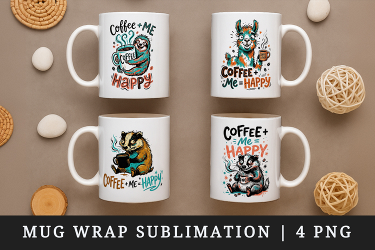Coffee lover mug wrap printable sublimation design